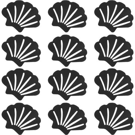 Autocollants antidérapants pour baignoire en forme de coquille (noir), 12 pièces (1/4)
