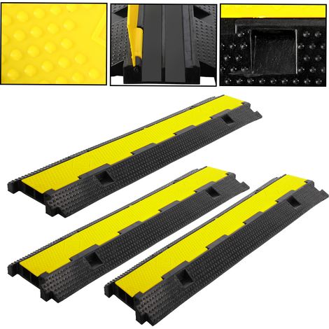 Wolketon 3 pièces Rampe Protection Câble pont de câble rampe carrossable 2 canaux canal de câble tuyau caoutchouc pont (1/5)