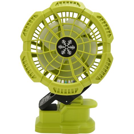 Ventilateur sans fil orientable à clip 3 vitesses, rotation 315°, compatible batterie 14,4-18V pour chantier (1/5)