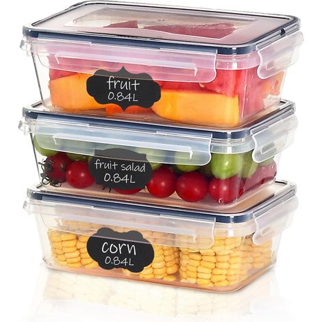 3 x 840ml Boîte Conservation Alimentaire, Sans BPA, Boîte Alimentaire Set, Plastique Boîte Hermetique Alimentaire, 100% Étanche, Adaptés au Micro-ondes, au Congélateur et au Lave-vaisselle (1/5)