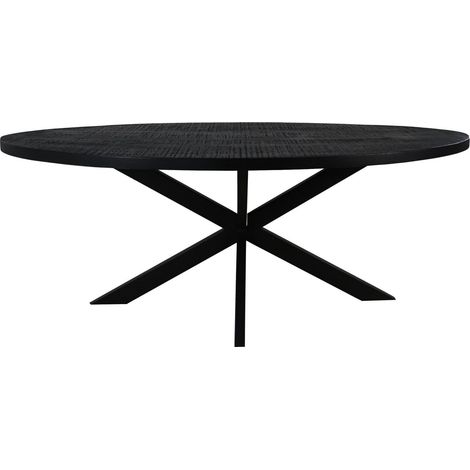 Table à manger ovale 160 cm en manguier recyclé noir et métal - BERGAL (1/3)