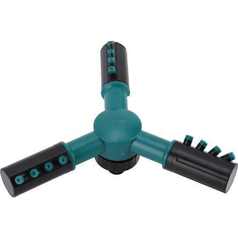 Arroseur à trois voies avec tête rotative 360° pour irrigation de jardin, vert foncé (1/5)