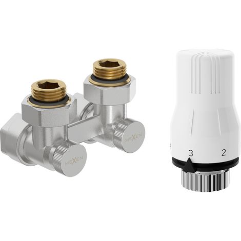 Mexen G02 thermostatisches Doppelpipesatz DN50, Eck 1/2 "x16 mm, Nickel - W911-016-928-01 (1/2)