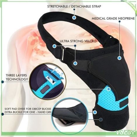 Tutore regolabile per la spalla, supporto per la spalla destra e sinistra, stecca/imbracatura in neoprene, distorsioni rosa e rosse (1/4)