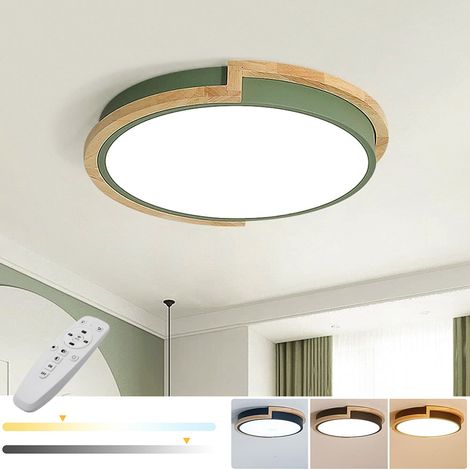 Plafonnier LED 30 cm à intensité variable, plafonnier moderne à encastrer avec télécommande, lumière décorative verte, 3 températures de couleur (1/5)