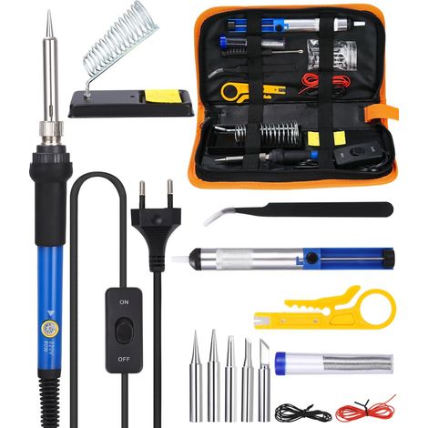 Souder Kit de a Soudure à Etain de Précision Temperature Réglable 200450℃5 Pointes De à Fil 60w 16 pcs 200 450 5 Fer (1/5)