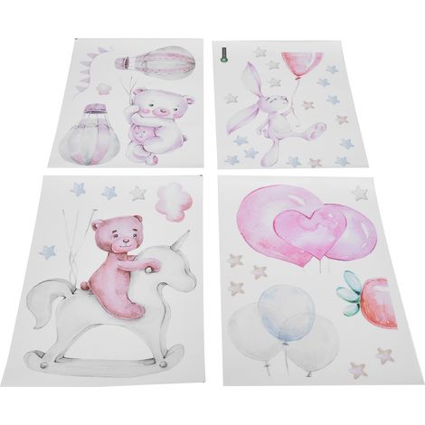 Autocollant mural adhésif ballon étoile lapin décoration fond salon bureau étude (1/5)
