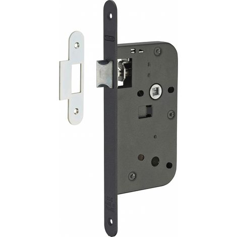 Thirard – Serrure encastrable pour porte intérieure 50mm – Gâche plate en acier – Demi-tour réversible – Couleur noir (1/3)
