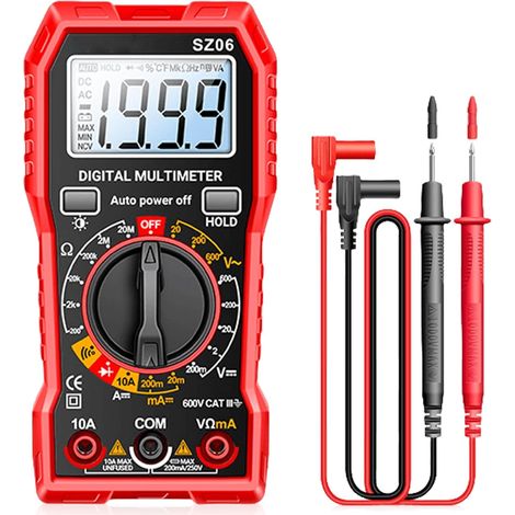 Multimetre numérique comptes, ampèremètre voltmètre pour tension CA/CC, courant CC, continuité, résistance, diode avec grand écran LCD (1/5)
