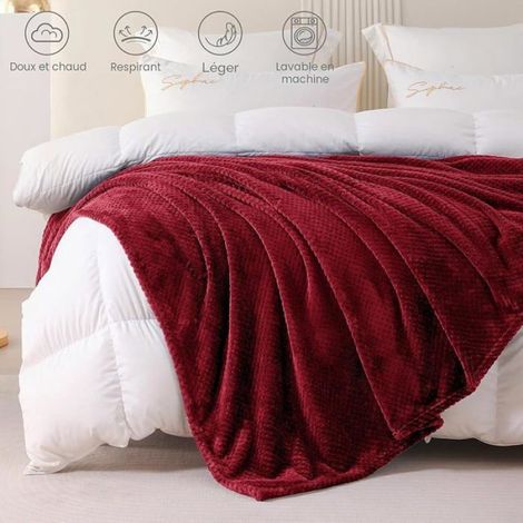 Pid Couverture Poire,Jeté de Canapé en Fnelle,220 x 240 cm,Couverture de Lit Doux 220 x 240 cm BORDEAUX COUVERTURE (1/5)