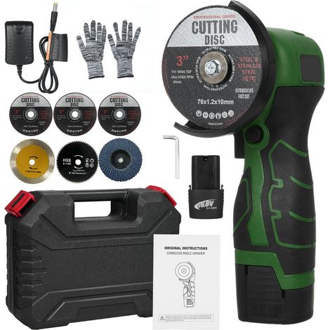 Ej.Life Mini Meuleuse D'Angle Sans Fil, 7000RPM 16.8V Professional Disqueuse avec 2 batteries 2000mAh, 6 Disques à Tronçonner, Meuleuse d'angle pour Meuler et Polir, Couper (1/5)