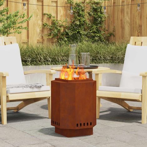 Rauchfreier Feuerkorb Braun 38 x 38 x 51 cm Wetterfeststahl
