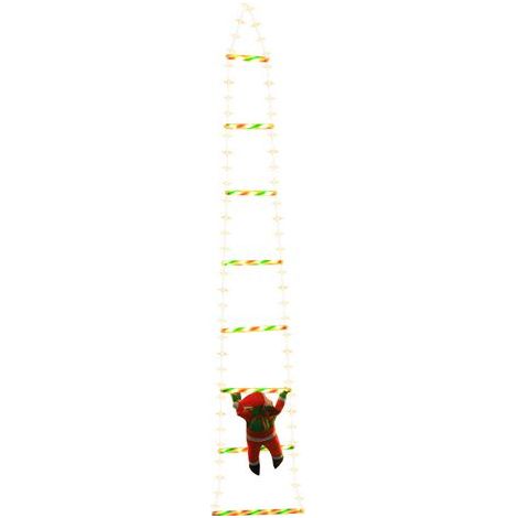 Christmas Ladder Lights with Santa Claus, 4.86 feet, Hanging Christmas Tree Ornament with Timer, Remote Control, 8 Flashing Modes, LED Hanging Lights for Bedroom Wall