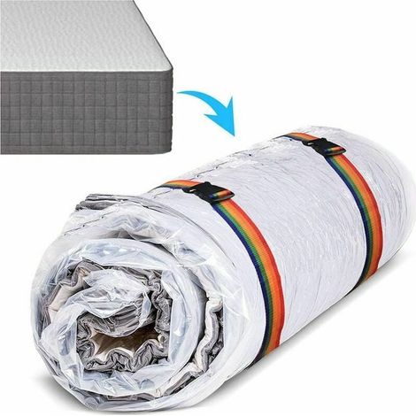 Sac de rangement sous vide pour matelas double 130x210cm, protection humidité et poussière, transparent, housse imperméable avec pompe, KkvoGmle (1/3)