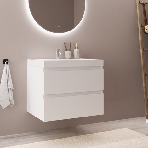 LOMAZOO meuble de salle de bain Monaco blanc brillant - 60cm - (1/5)