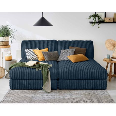 Jasper - modulares sofa 3-sitzer - großer geripptem cord - blau