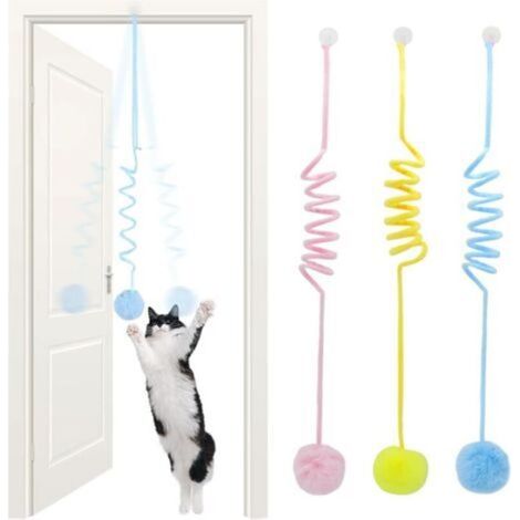 Lot de 3 jouets interactifs pour chats d'intérieur, pour chats adultes, suspendus à la porte, avec cloche et queue, jouets d'intérieur (1/5)