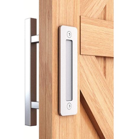 Poignées et poignées de porte coulissante en acier inoxydable de 30,5 cm, ensemble de quincaillerie double face, robuste, finition brossée, anti-rouille, anti-corrosion, facile à installer (1/5)