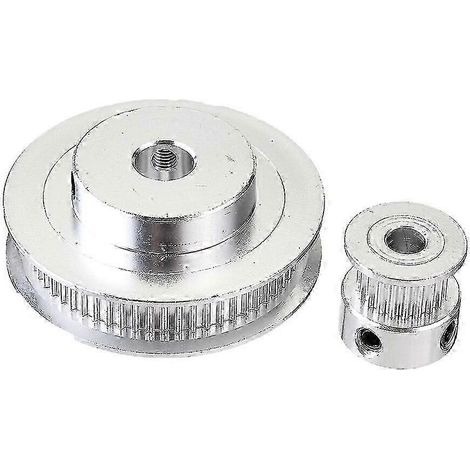 Dos árboles, 60 dientes, diámetro de orificio de 8 mm + 20 dientes, orificio de 5 mm, polea de correa de distribución GT2 con correa de distribución de 6 mm para carretera.