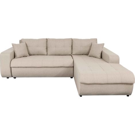 Canapé d'angle convertible 4 places en tissu – Dimensions 246 x 188 x 80 cm – Couchage 140 x 196 cm – Angle droit – Usinestreet (1/10)