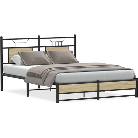 Bettgestell ohne Matratze Sonoma-Eiche 150x200 cm Holzwerkstoff (1/5)
