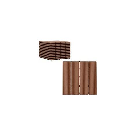 Kit de 11 dalles de jardin modulaires pour piscine, terrasse et balcon – Dalles en polyéthylène haute densité, 30 × 30 × 2,2 cm, couleur marron clair, système d’emboîtement facile (1/5)