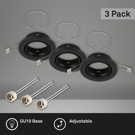 LED Einbauleuchte 3er Set 3xGU10 3000K IP23 Ø8,6 cm schwarz Metall Briloner (1/4)