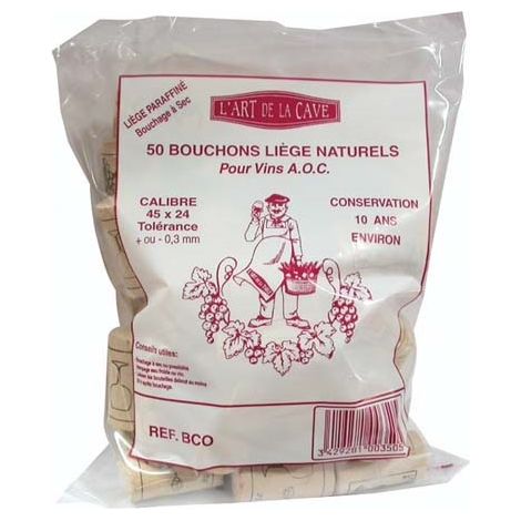 BOUCHONNERIE JOCONDI - Bouchon cylin.45x24 10an.paraf.sac50 colamaté