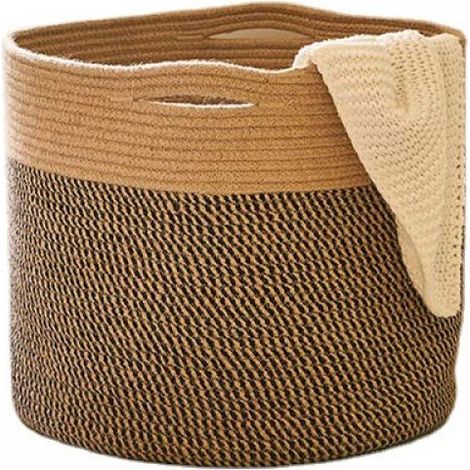 Großer Geschirrkorb aus Holz, Wäschekorb, für draußen im Kinderzimmer, Durchmesser 40 x Höhe 35 cm