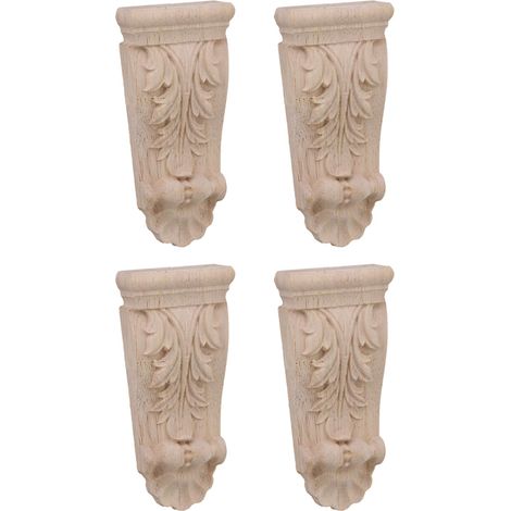 10x4.5x1.7cm Style Européen Meubles En Bois Sculpté Onlay Artisanat pour La Maison Restaurant Porte Décoration Pack of 4 (1/5)
