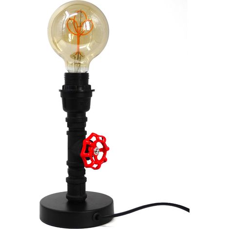 Lampe de bureau moderne Robin métal noir et rouge compatible LED (1/5)