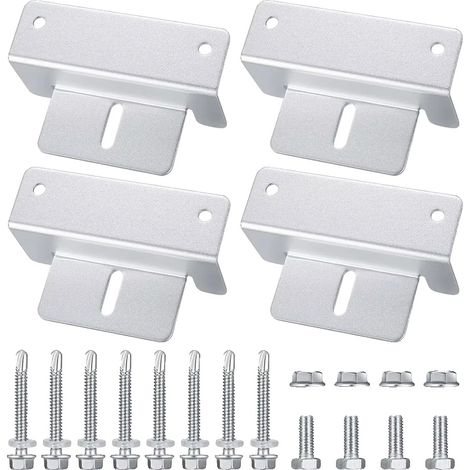 Kit de montaje para paneles solares, soportes de aluminio, fácil instalación, juego de 4 piezas. (1/2)