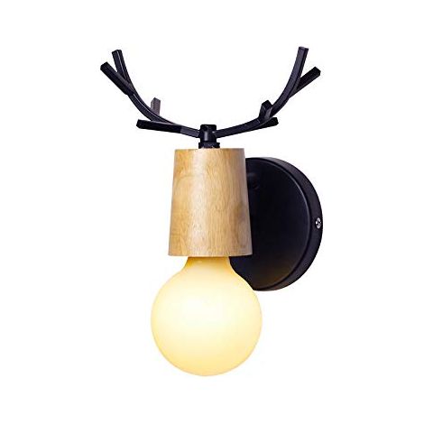 Wandleuchten Retro Holz, Schwarz Wandleuchten im Geweih Design E27 für Wohnzimmer Flur Schlafzimmer Bar Cafét - Schwarz