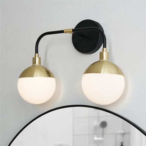 Forum Spa Lille Black and Brass 2 Light Bathroom Wall Light - SPA-35812-BLK (1/5)
