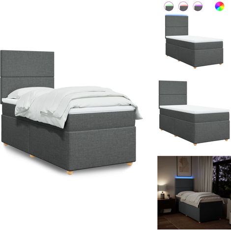 Boxspringbett mit Matratze Dunkelgrau 90x200 cm Stoff - Boxspringbett - Boxspringbetten - Bett - Bettgestell (1/5)