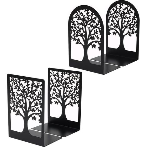 Serre-livres en métal (4 pièces) 17x12x9cm Serre-livres stables en deux barres d'acier noires - Accessoire pratique pour votre maison (1/5)