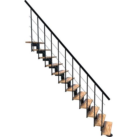 Escalier droit 12 marches – Hauteur réglable 18.5 à 24 cm – Bois massif hêtre et acier – Largeur 0.80 m – Charge 200 kg par marche - NB-12 (1/5)