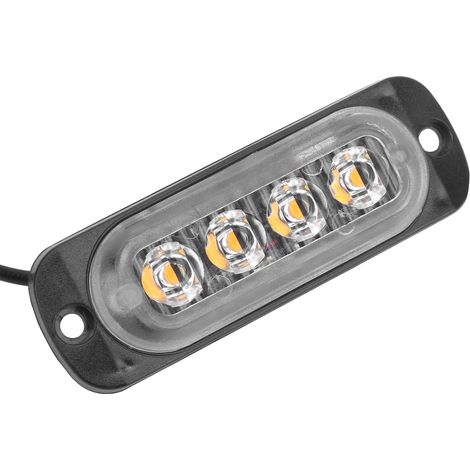 Feu de signalisation latéral 12V 4 LED haute luminosité jaune, étanche IPX‑4 pour voiture moto camion (1/5)