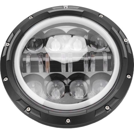 Phare LED rond 7 pouces 80 W pour moto, avec feux de jour ambre et blanc, anneau halo et phares à œillets, remplacement pour Land Rover Defender 90 1997 (1/5)