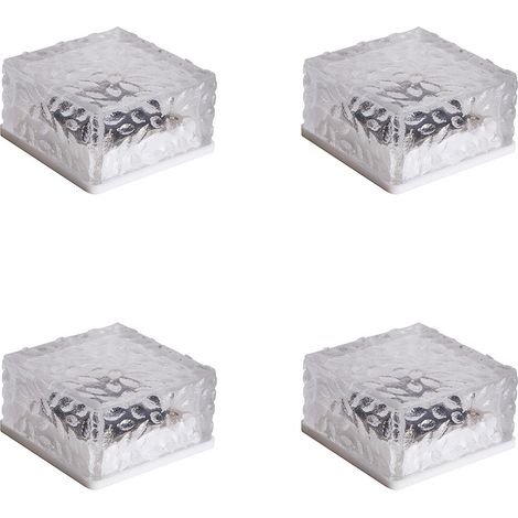 Juego de 4 ladrillos solares LED impermeables para iluminación de jardín, caminos, patios y decoración exterior. (1/5)