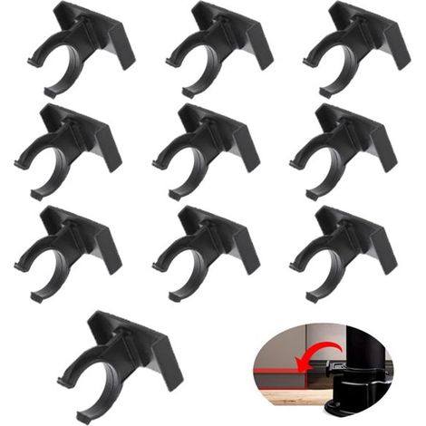 Clips de plinthe - 10 pièces - Crochets de socle de cuisine - Plastique - Clips de socle de cuisine - Pour canapé, table, lit, armoire - Pour pieds d'armoire d'un diamètre de 2,6-2,8 cm - Ø27mm - Pour (1/5)