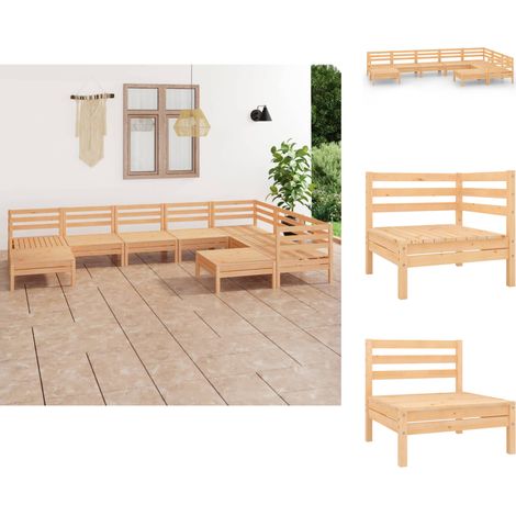 Gartenmöbel-Sets - Living 9-tlg. Garten-Lounge-Set Massivholz Kiefer (1/5)