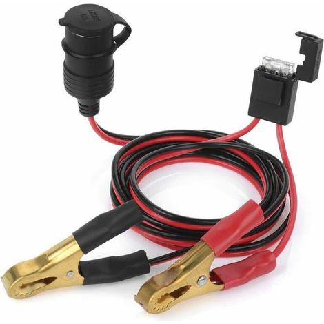 Connecteur allume-cigare 12 V/24 V, connecteur femelle, câble d'extension de 60 cm pour chargeur de batterie de voiture (1/4)