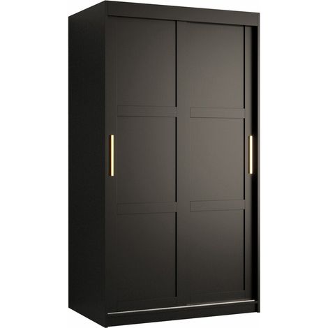 Armario Ferfere 100, Negro, 200x100x62cm, Puertas de armario: Correderas, Número de estantes: 5 (1/4)