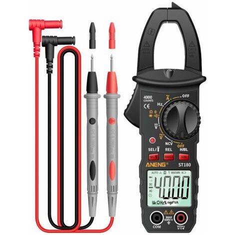 ST180 4000 Comptes Pince Multimètre Numérique Multimètre Pince Multimètre Voltmètre Ampèremètre Tension AC DC Compteur de Courant AC Testeur NCV Testeur de Compteur Universel Testeur de Pince de Coura