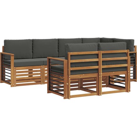 Outdoor Sofa Set 7 pcs Natural and Anthracite Polyester vidaXL (1/5)