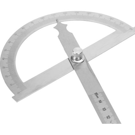 Winkelmesser aus Edelstahl, 0-180 Grad, mit 15 cm Lineal zur Winkelmessung