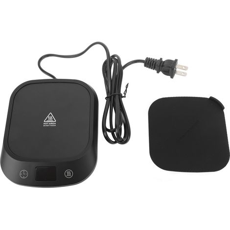 Lot de 2 chauffe-tasses intelligent pour bureau, contrôle tactile de température, tapis chauffant électrique avec coussin en silicone pour thé, café, lait, usage domestique et professionnel, noir, pri (1/5)
