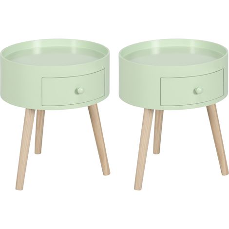 Lot de 2 tables basses - HOMCOM - Bois - 38x38x45cm - Vert (1/2)