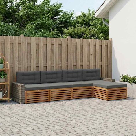 vidaXL Outdoor-Sofagarnitur 5 pcs Natur und Anthrazit Polyester (1/5)